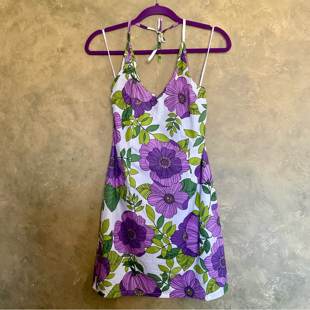 725 Originals Vintage | Y2K Floral Halter Dress | Coconut Girl | M